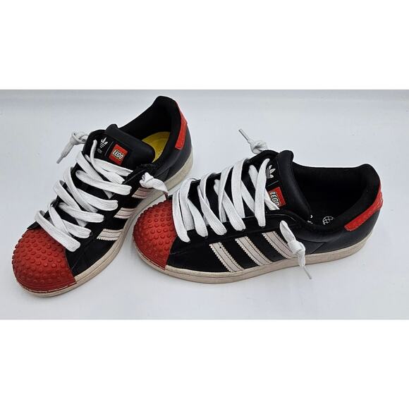 Adidas LEGO Superstar GS Black Red White Big Kids Size 5Y Shoes Sneakers - Picture 2 of 14